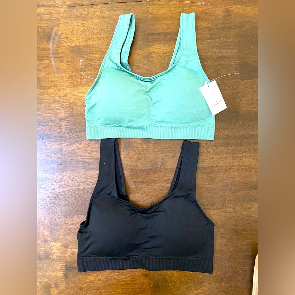 Auden soft sport bra set black and moss size small